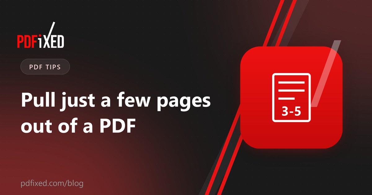 A few pages being pulled out of a long PDF into a new file