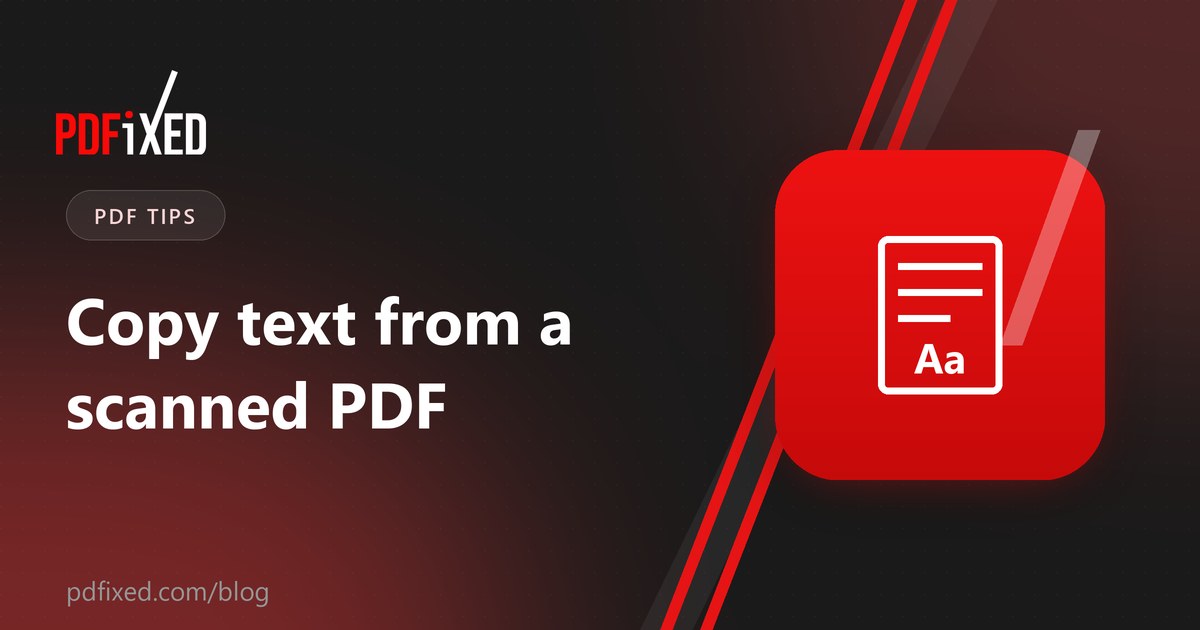 Text being selected and copied from a scanned PDF page