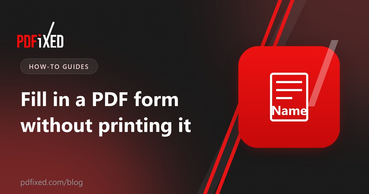 A PDF form being filled in on screen with typed answers
