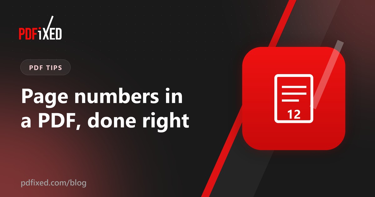 Page numbers being added to the pages of a PDF